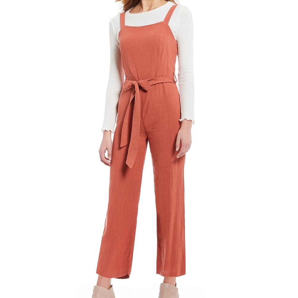 Nordstrom Rust Colour Jumpsuit Womens Size Small Square Neckline Belted GLG Boho